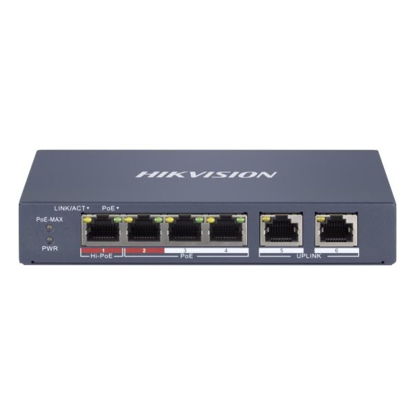 Image presents Hikvision 4 Port Fast Ethernet Smart POE Switch